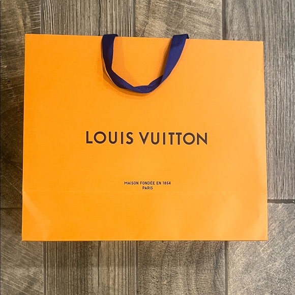 Louis Vuitton Vibrant Orange paper shopping Bag with Blue Handles from LV store - Picture 1 of 5